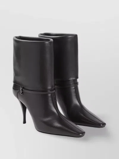 Saint Laurent Niki Embellished Leather Ankle Boots In Black