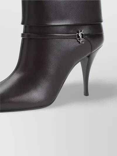 Saint Laurent Niki Embellished Leather Ankle Boots In Black