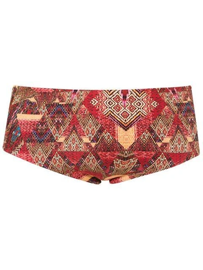 Shop Lygia & Nanny Abstract Print Swim Trunks In Red