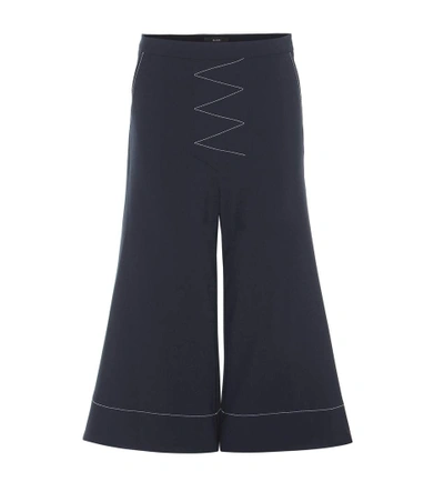 Ellery 'roxie' Virgin Wool Blend Flared Culottes In Blue