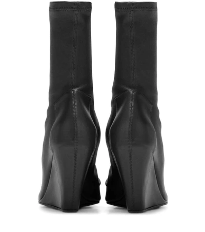 Shop Rick Owens Peep-toe Leather Wedge Boots In Llack