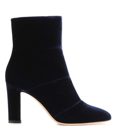 Shop Gianvito Rossi Velvet Ankle Boots In Deeim