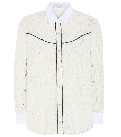 Valentino Women's Texas Lace Shirt In White In Neutrals