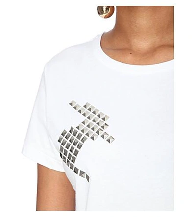 Shop Jw Anderson Stud-embellished Cotton-jersey T-shirt In White
