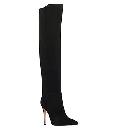 Shop Gianvito Rossi Camelleo Suede Over-the-knee Boots In Black