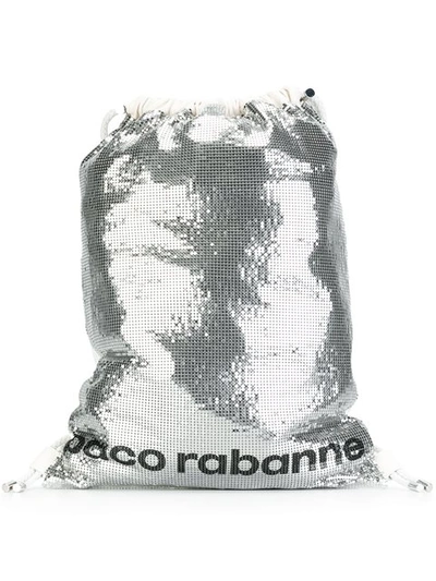 Rabanne Sequin Embellished Backpack In Silver