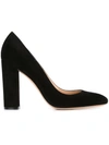 Gianvito Rossi Women's Suede Block Heeled Pumps In Black