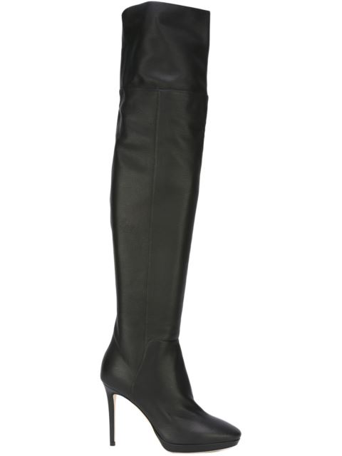 Jimmy Choo Hayley 100 Black Grainy Calf Leather Over-The-Knee Boots ...