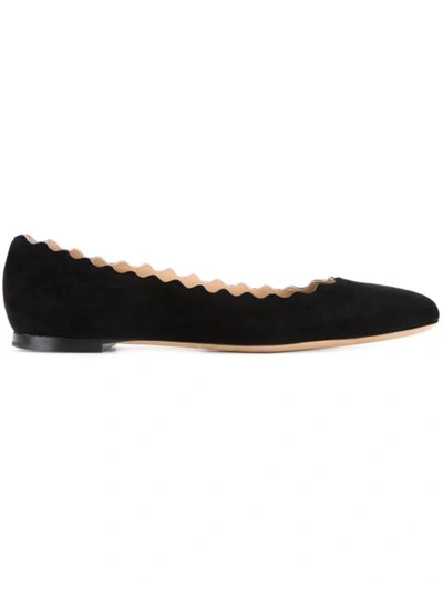 Chloé Chloe Suede Lauren Flats In Black In Black