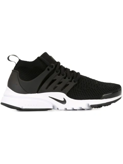 Nike Air Presto Ultra Flyknit And Rubber Trainers In Black/black/white
