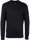 Neil Barrett Embossed Thunderbolt Scuba Jersey Sweatshirt In Blue