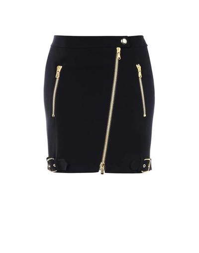 Moschino Woman Asymmetric Crepe Mini Skirt Black