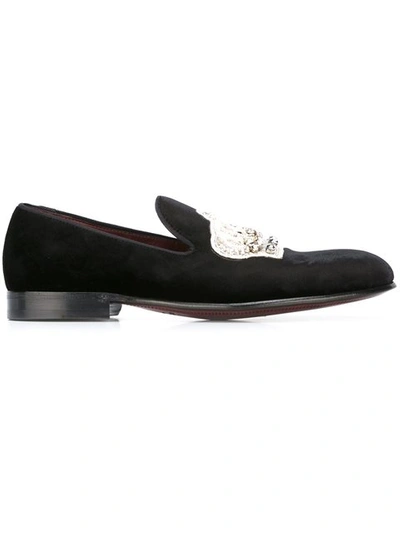 Dolce & Gabbana 'leo'丝绒乐福鞋 In Black