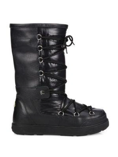 Shop Moncler New Laetitia Lace-up Moon Boots In Black