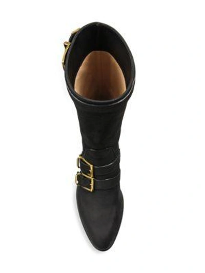Shop Chloé Susanna Buckled Leather Boots In Black