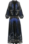 ROBERTO CAVALLI Embellished printed silk-chiffon maxi dress