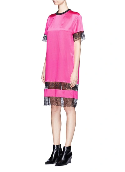 Shop Givenchy Floral Lace Trim Silk Satin Dress