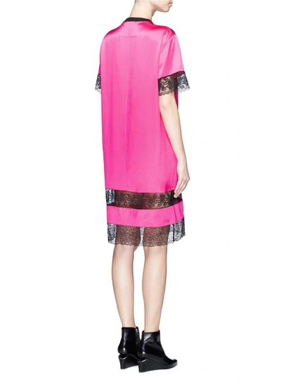 Shop Givenchy Floral Lace Trim Silk Satin Dress