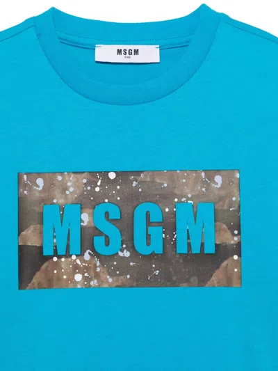 Msgm Logo-print T-shirt In Blue
