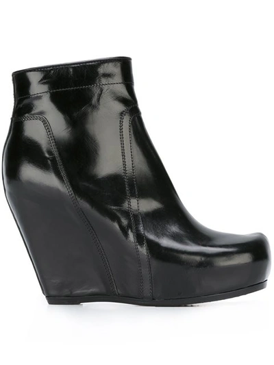 Rick Owens Platform Wedge Boots In Black