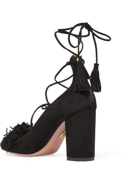 Shop Aquazzura Wild Thing Fringed Suede Pumps