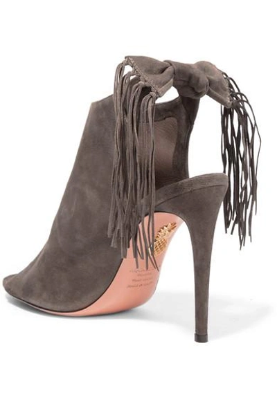 Shop Aquazzura Fringed Suede Sandals