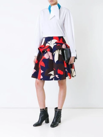 Shop Delpozo Floral Print Skirt - Multicolour