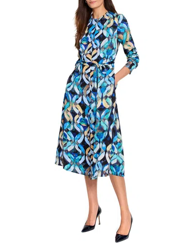 Nic + Zoe Nic+zoe Wave Links Loren Long Sleeve Shirtdress In Blue