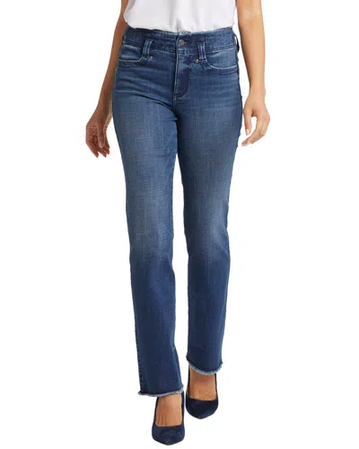 Nydj Marilyn Hollywood High Waist Frayed Hem Straight Leg Jeans In Blue