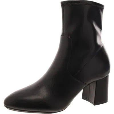 Anne Klein City Womens Faux Leather Zipper Ankle Boots In Black