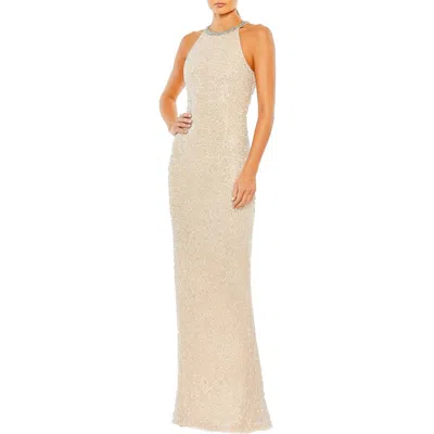 Mac Duggal Halter Neck Sequin Gown In Multi