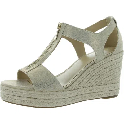 MICHAEL MICHAEL KORS BERKLEY WOMENS CANVAS OPEN TOE WEDGE SANDALS 