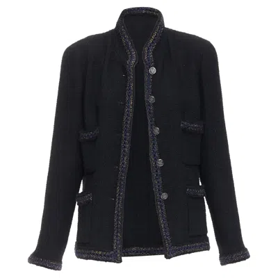 Pre-owned Chanel Black Tweed Crochet Trim 4 Pocket Jacket