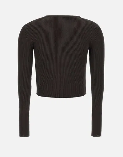 Low Classic Hook-fastening Ribbed Cardigan In Brown