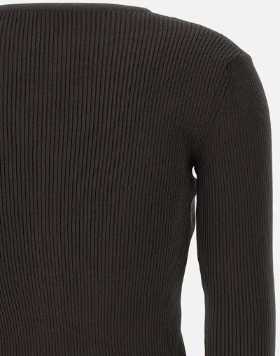 Low Classic Hook-fastening Ribbed Cardigan In Brown