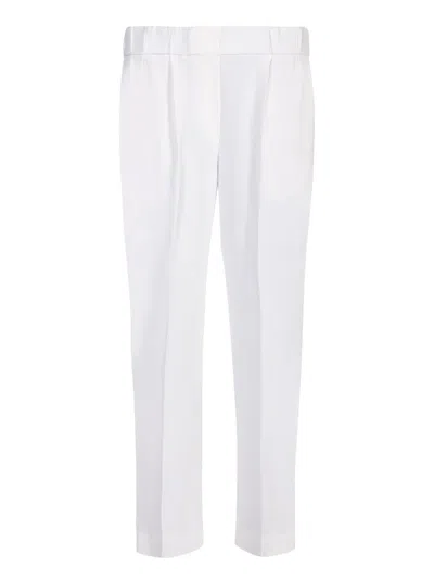 Brunello Cucinelli Beige Elastic Cady Trousers In White