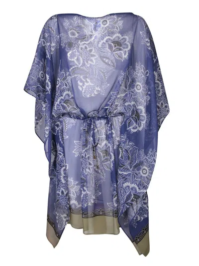 Etro Floral-print Mini Dress Coverup In Blue