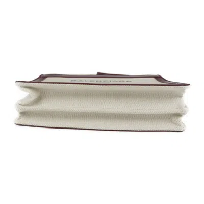Pre-owned Balenciaga Beige Bordeaux Canvas Messenger Bag Shoulder Bag () In Beige, Bordeaux