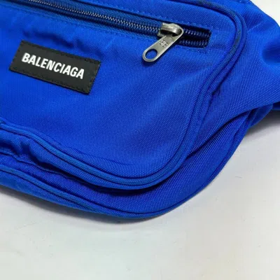 Pre-owned Balenciaga Black Blue Nylon Fanny Pack Shoulder Bag Sling Bag () In Black, Blue