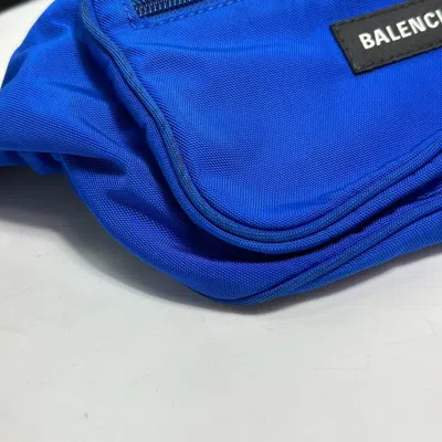 Pre-owned Balenciaga Black Blue Nylon Fanny Pack Shoulder Bag Sling Bag () In Black, Blue