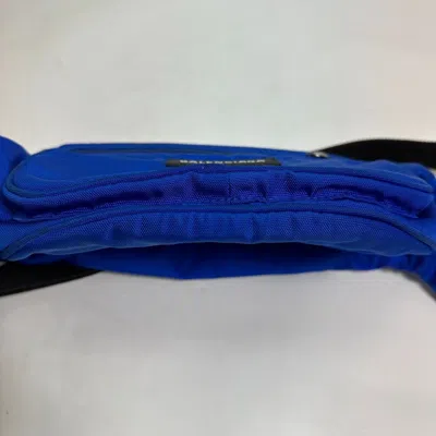 Pre-owned Balenciaga Black Blue Nylon Fanny Pack Shoulder Bag Sling Bag () In Black, Blue