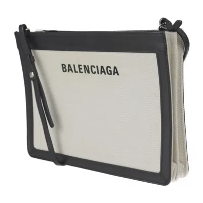 Pre-owned Balenciaga Black Canvas Leather Clutch Bag ()