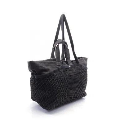 Balenciaga Black Denim Nylon Tote Bag In Black