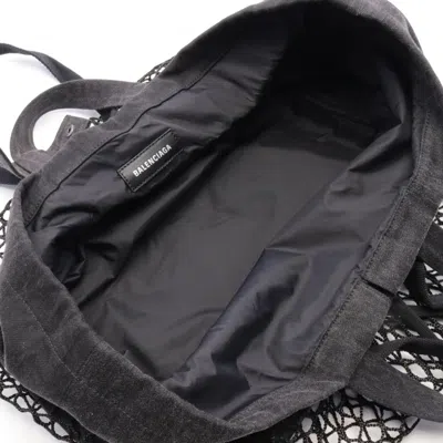 Balenciaga Black Denim Nylon Tote Bag In Black