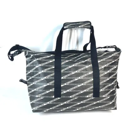 Pre-owned Balenciaga Black Gray Leather Pvc Boston Bag Shoulder Bag () In Black, Gray