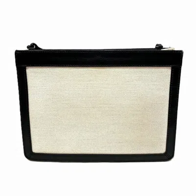 Pre-owned Balenciaga Black Ivory Canvas Leather Shoulder Bag () In Black, Ivory