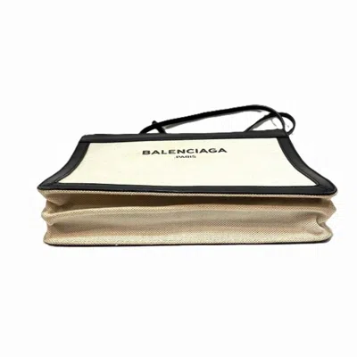 Pre-owned Balenciaga Black Ivory Canvas Leather Shoulder Bag () In Black, Ivory