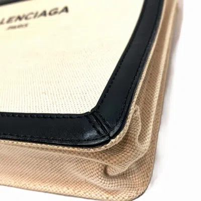 Pre-owned Balenciaga Black Ivory Canvas Leather Shoulder Bag () In Black, Ivory