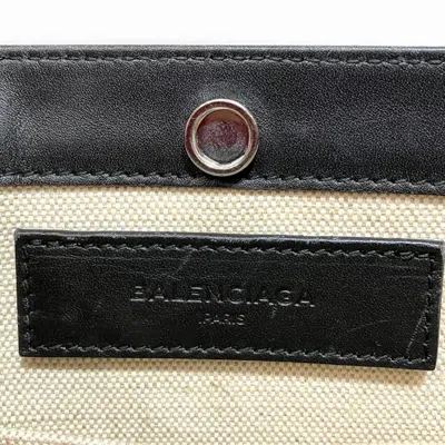 Pre-owned Balenciaga Black Ivory Canvas Leather Shoulder Bag () In Black, Ivory