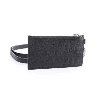 Balenciaga Black Leather Coin Purse/coin Case In Black